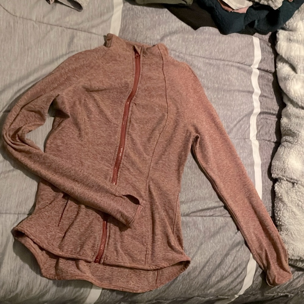 Medium yoga long sleeve zip up spandex stretchy hourglass pockets